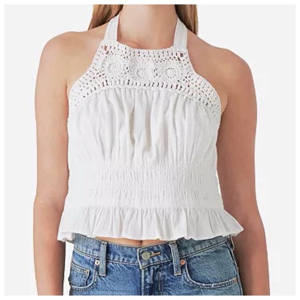 Lucky Brand Crochet-Trim Halter Top